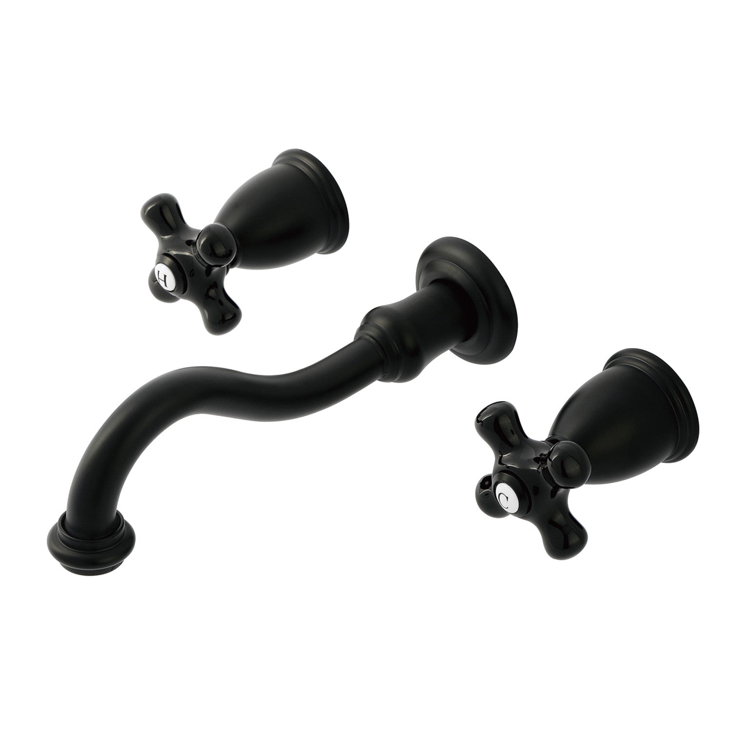 Kingston Heirloom KS3120PKX - Duchess Double-Handle 3-Hole Wall Mount Bathroom Faucet, Matte Black — image 1